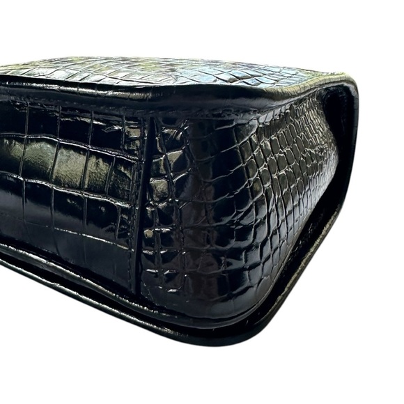 Saint Laurent Black Croc-Embossed Leather Crossbody Bag - Picture 8 of 15